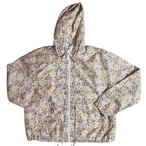 Maurices Women’s White Floral Zip Up Cropped Windbreaker Size M